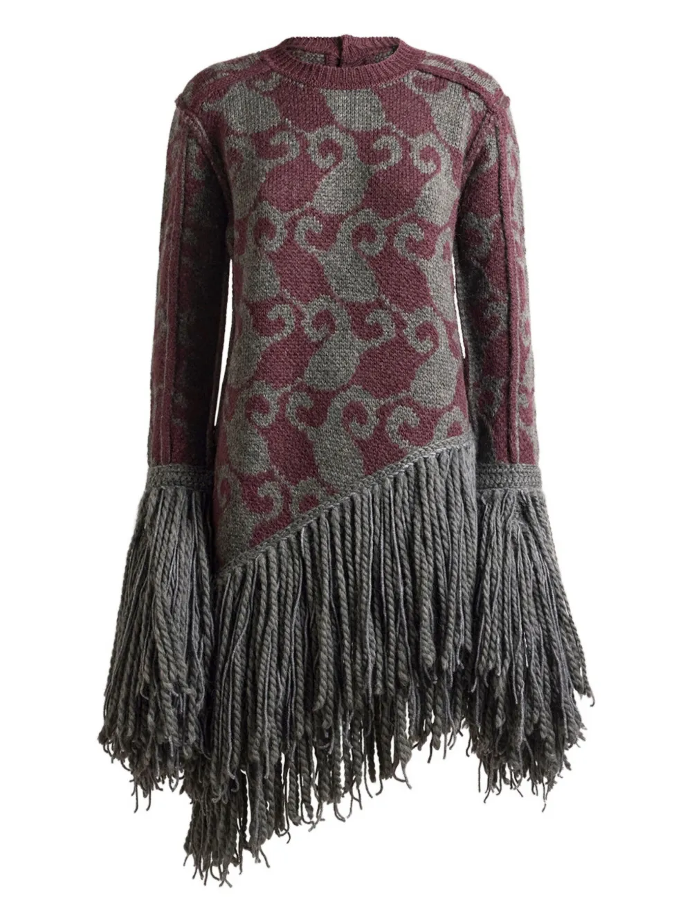 ETRO knitted-jacquard fringe mini dress | Grey | Image 1