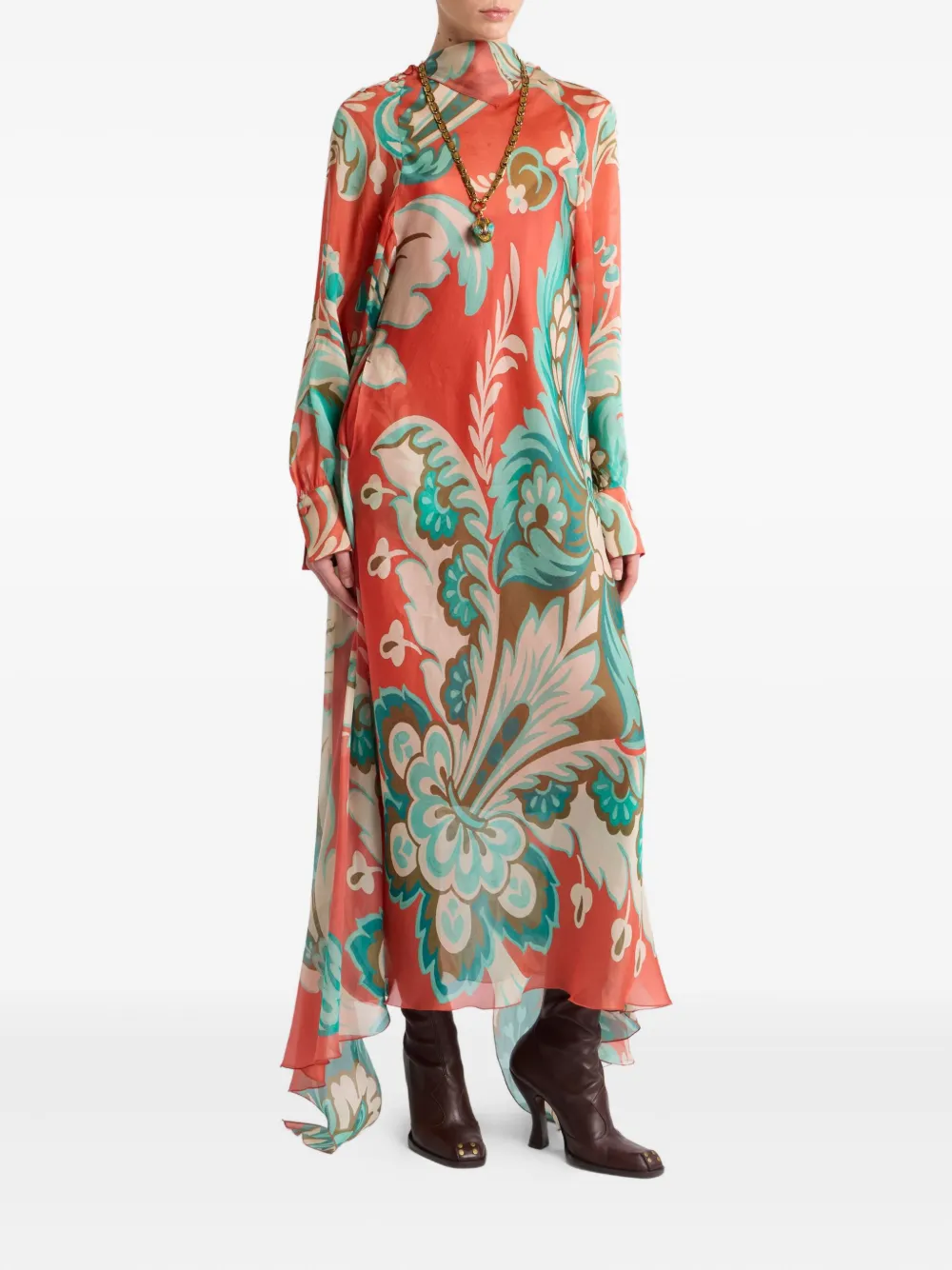 ETRO Gedrapeerde jurk met paisley-print - Rood