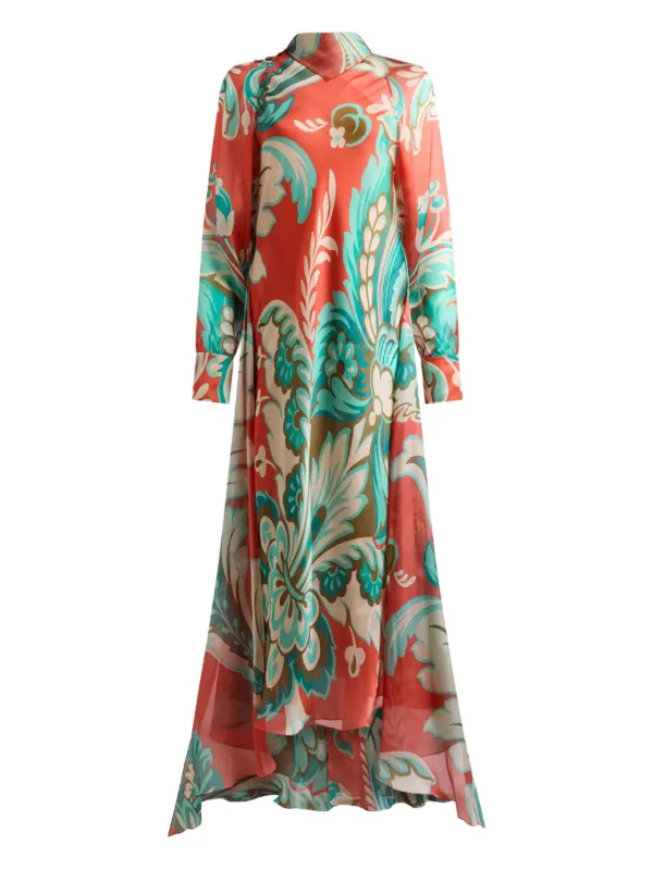 open lace back dress Vintage Ritu Kumar Silk Dress Red Paisley Size S