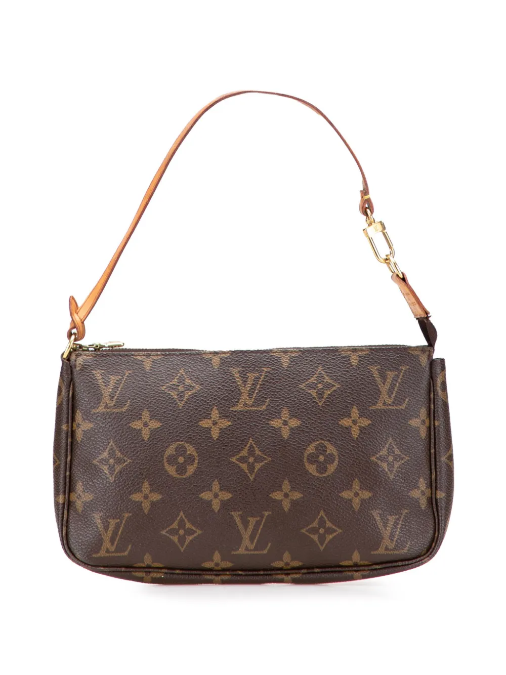 Pre-owned Louis Vuitton 2000 Monogram Pochette Accessoires Shoulder Bag In Brown