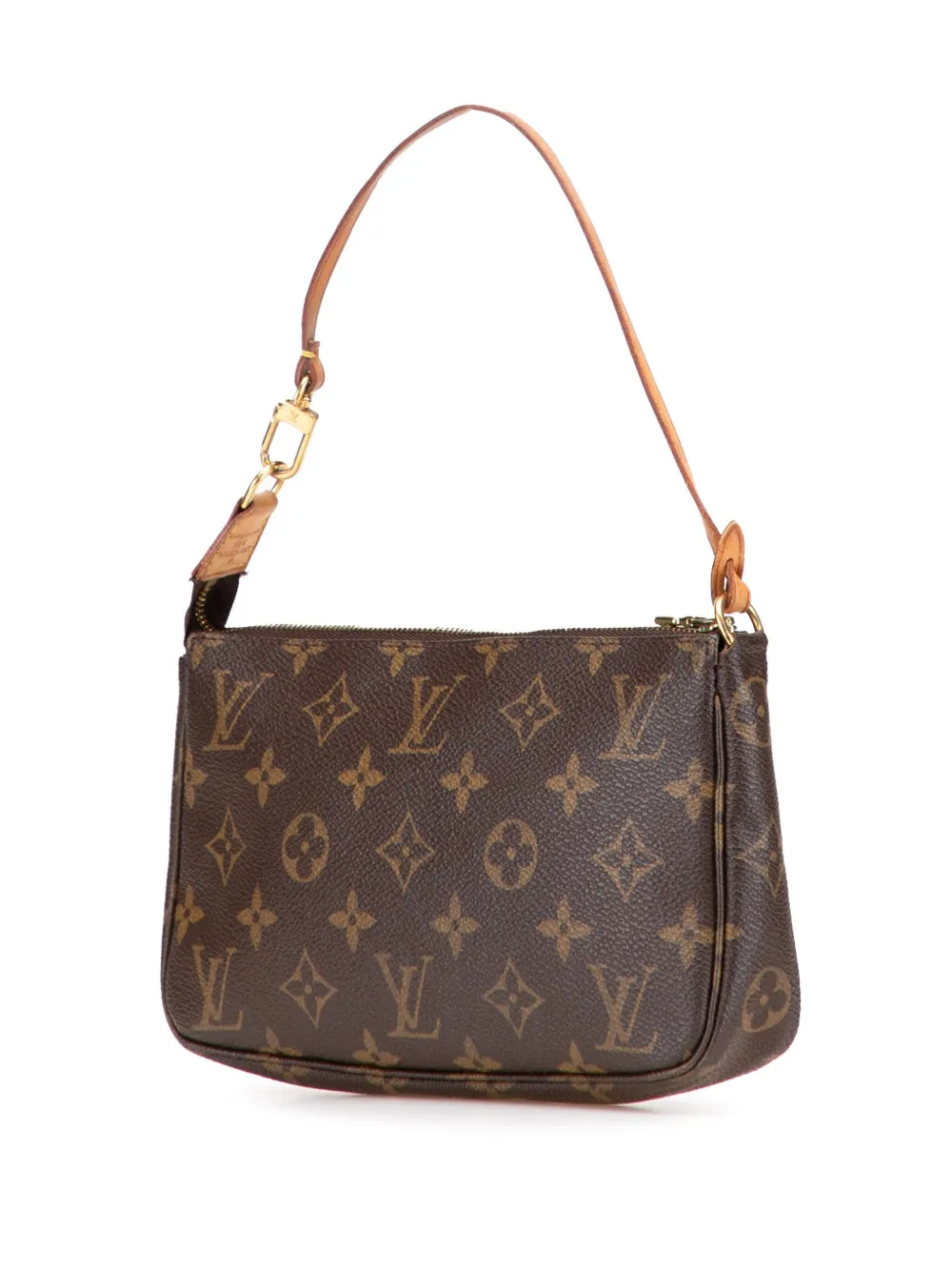 Pre-owned Louis Vuitton 2000 Monogram Pochette Accessoires Shoulder Bag In Brown