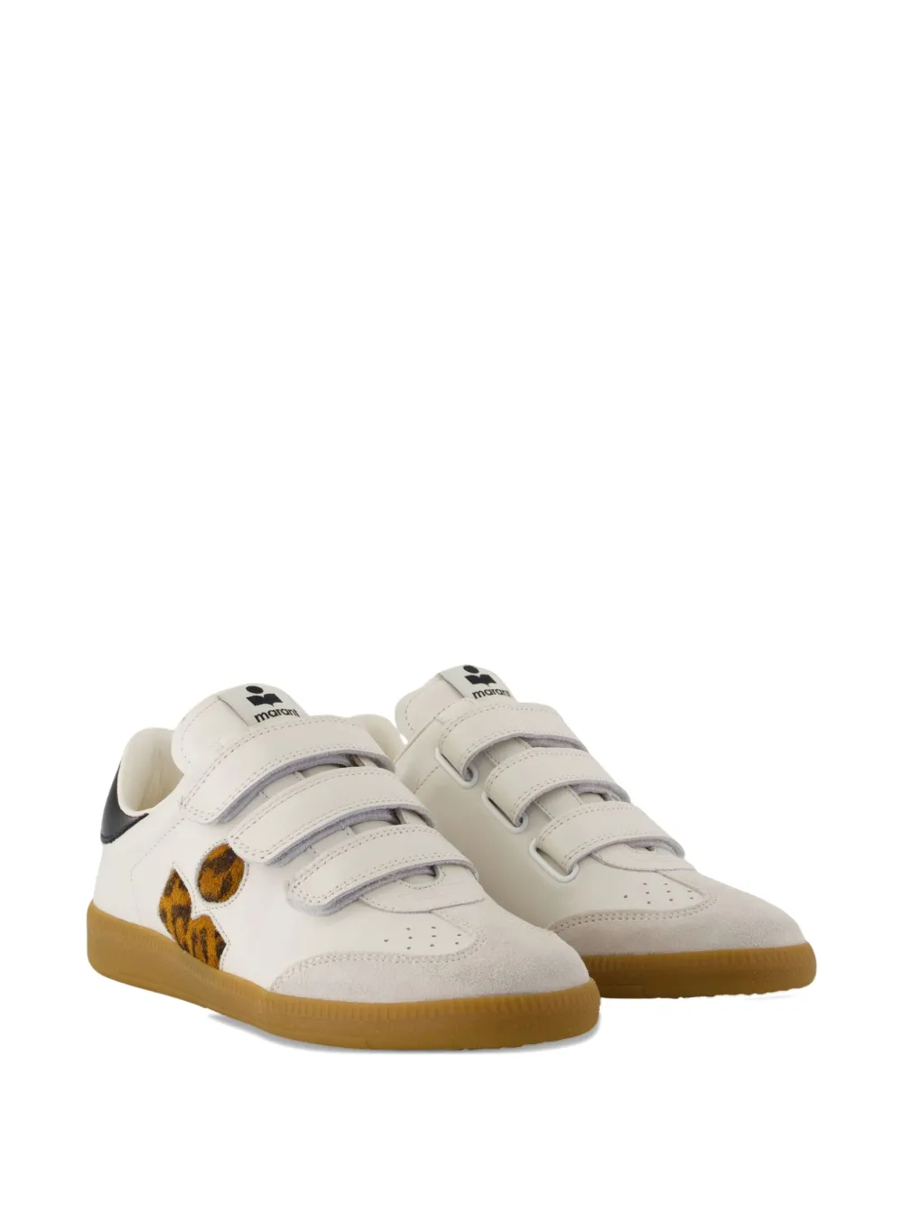 ISABEL MARANT Beth Gb leopard-print calfskin sneakers White