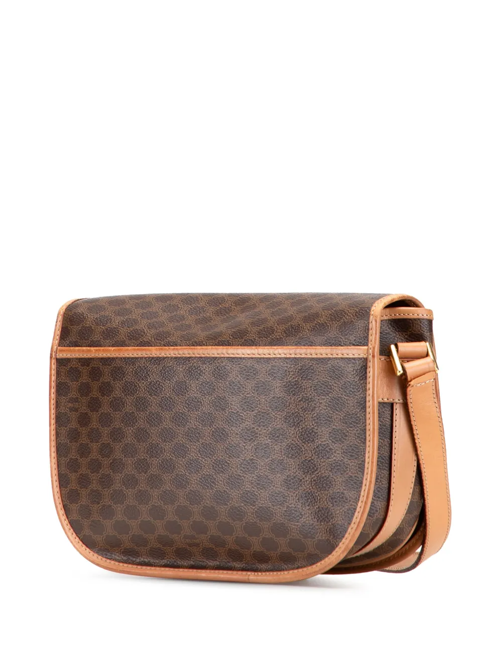 Pre-owned Celine 2014 Macadam Coated Canvas Crossbody Bag In Brown