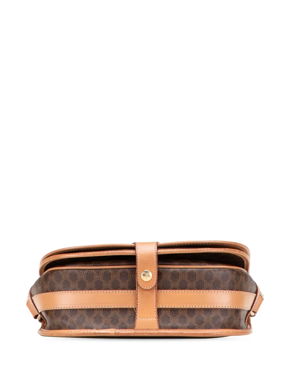 Pre-owned Celine 2014 Macadam Coated Canvas Crossbody Bag In Brown