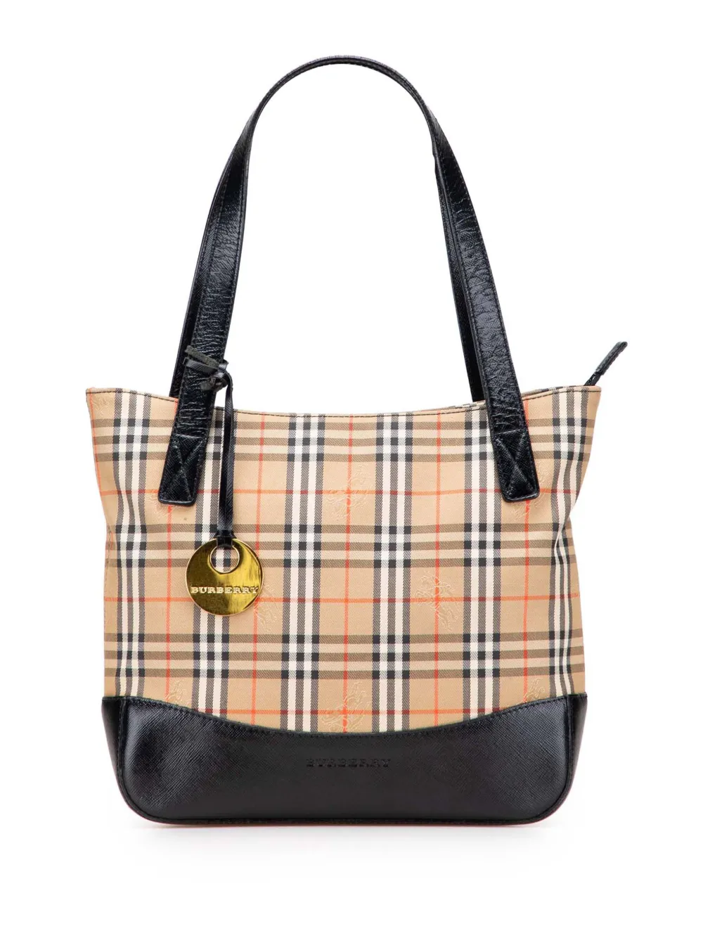 Pre-owned Burberry 2000-2017 Haymarket Check Canvas Shoulder Bag In Brown