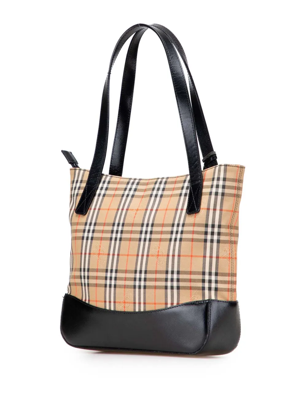Pre-owned Burberry 2000-2017 Haymarket Check Canvas Shoulder Bag In Brown