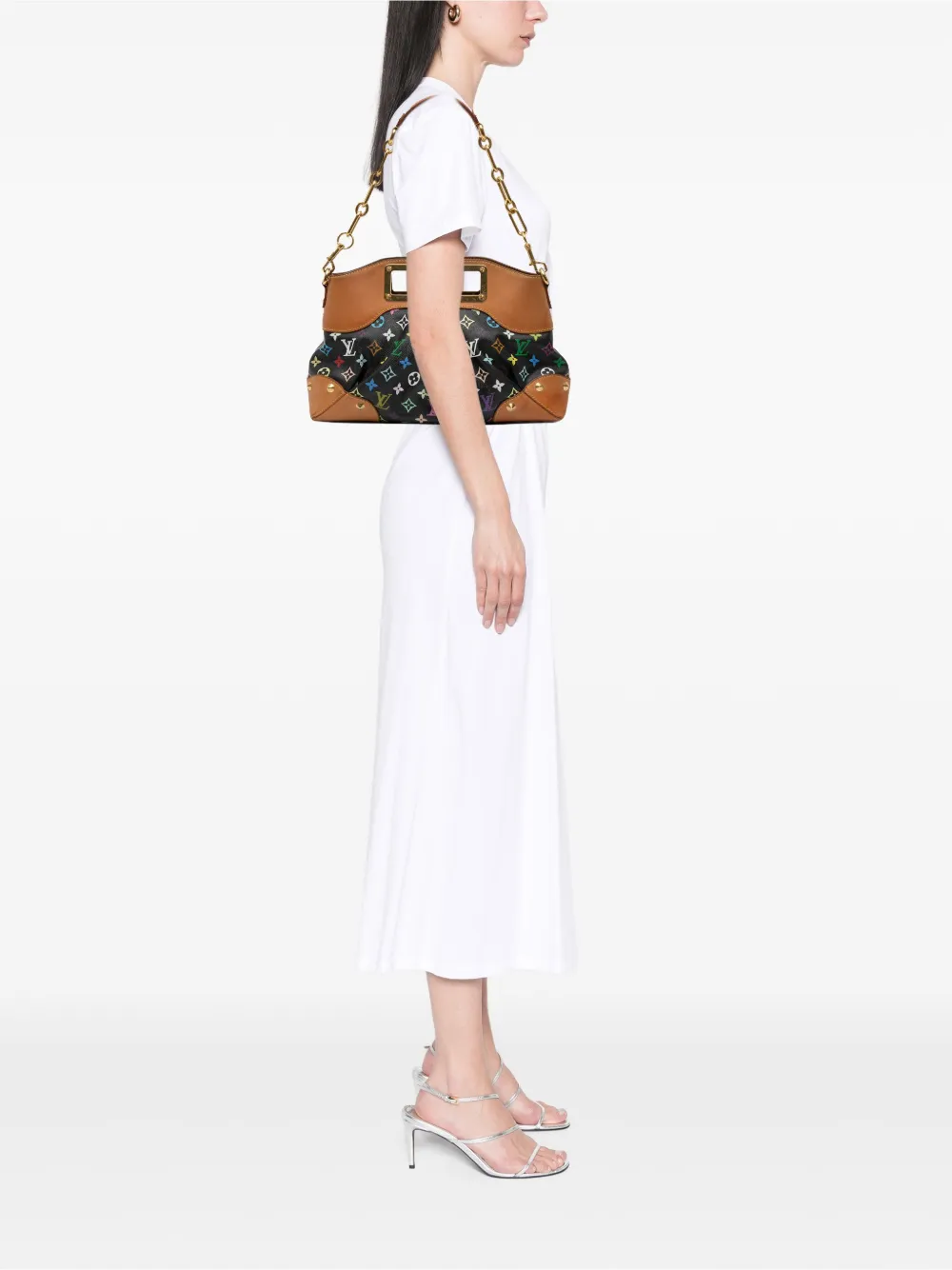Pre-owned Louis Vuitton 2009 Monogram Multicolore Judy Mm Satchel In Black
