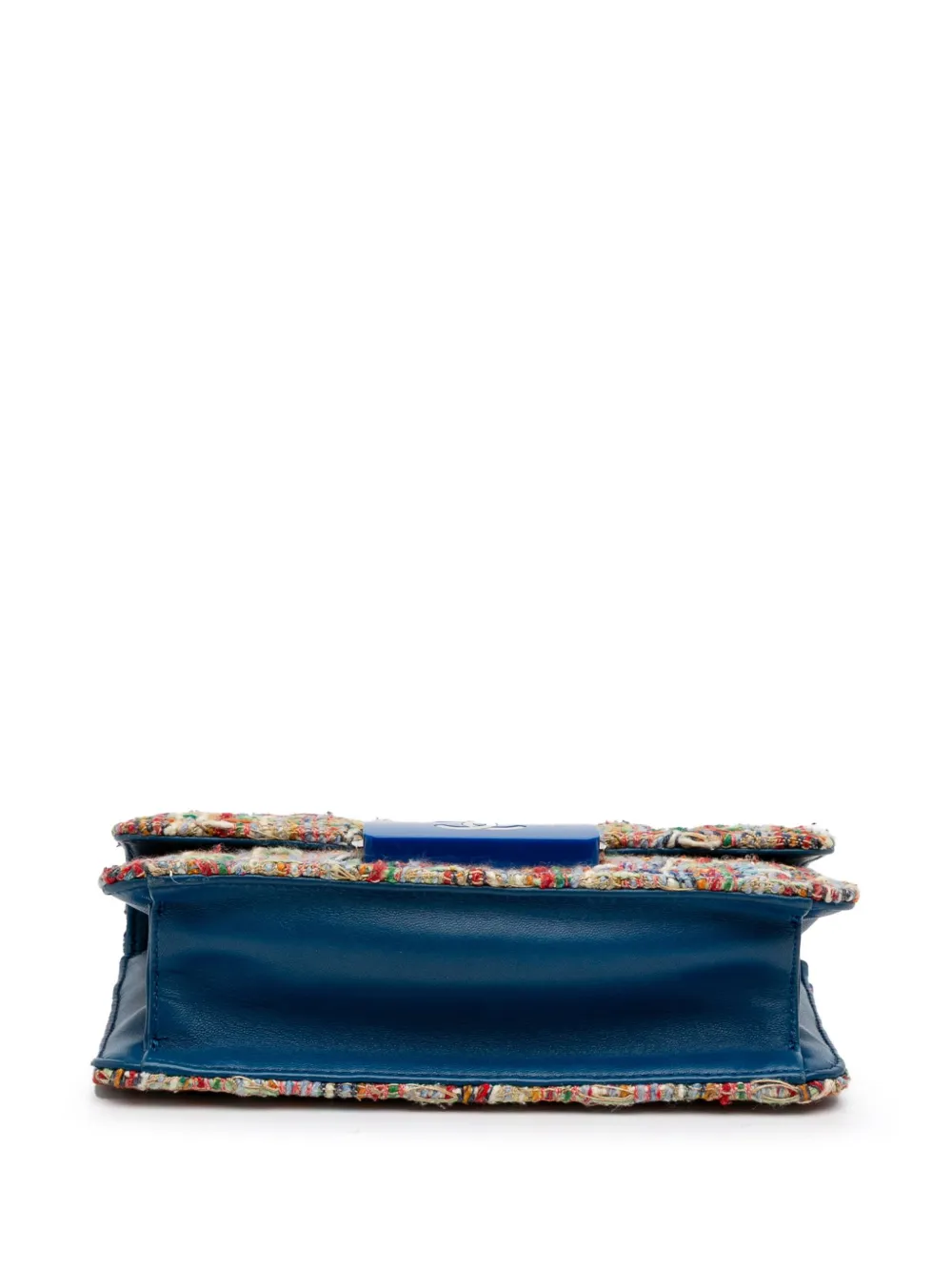 Pre-owned Chanel 2017-2018 Mini Quilted Tweed Beauty Lock Flap Crossbody Bag In Blue