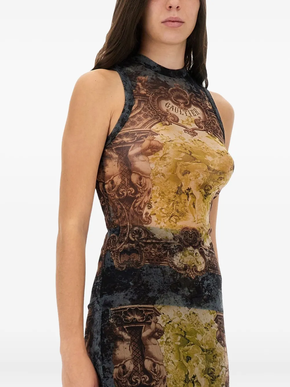 Jean Paul Gaultier Mouwloze top met print Beige