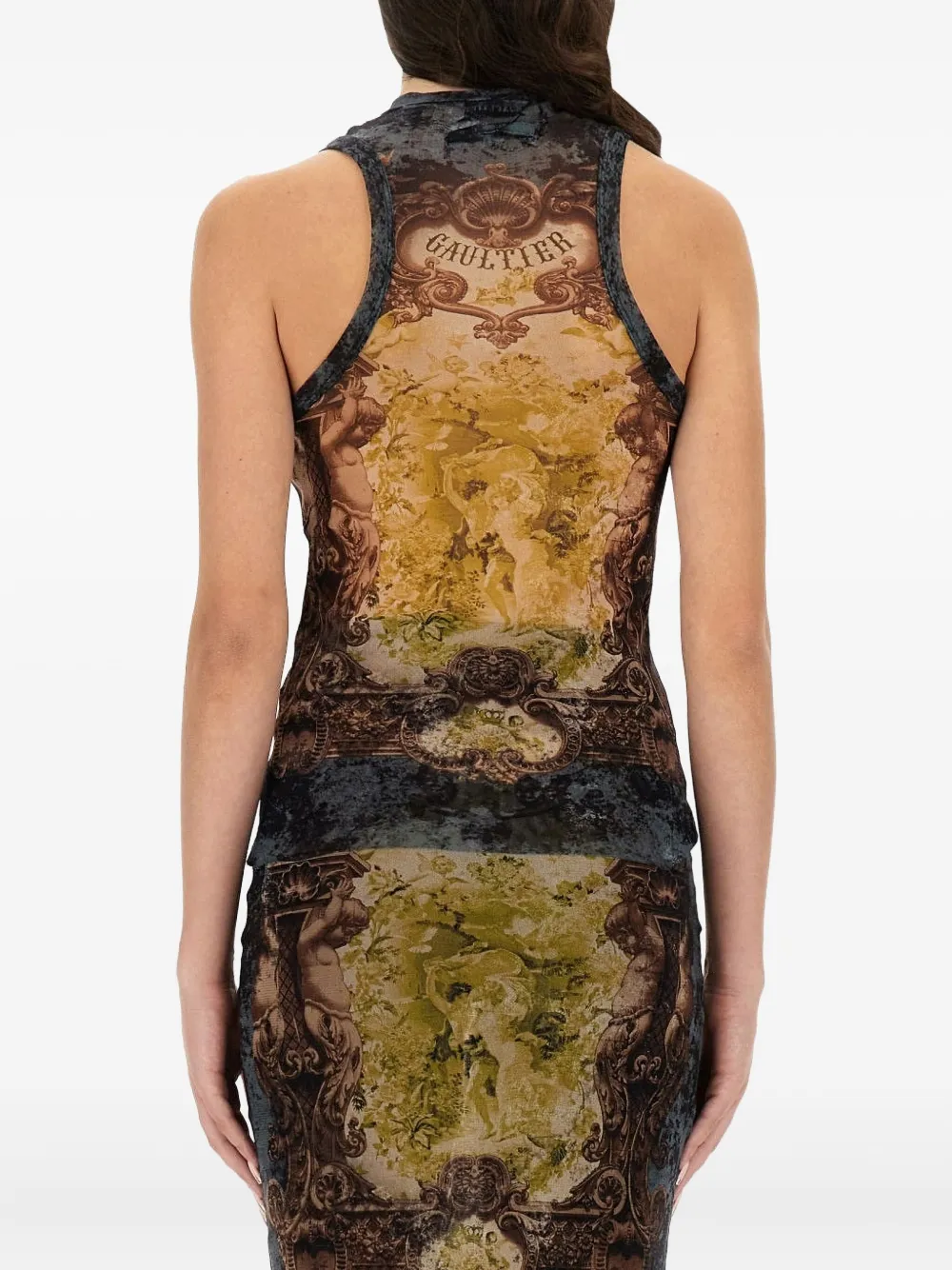 Jean Paul Gaultier Mouwloze top met print Beige