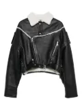 Manokhi shearling-trimmed leather jacket - Black