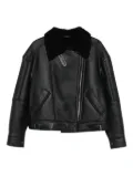 Manokhi shearling-collared leather jacket - Black