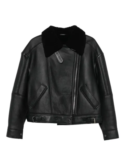 Manokhi shearling-collared leather jacket