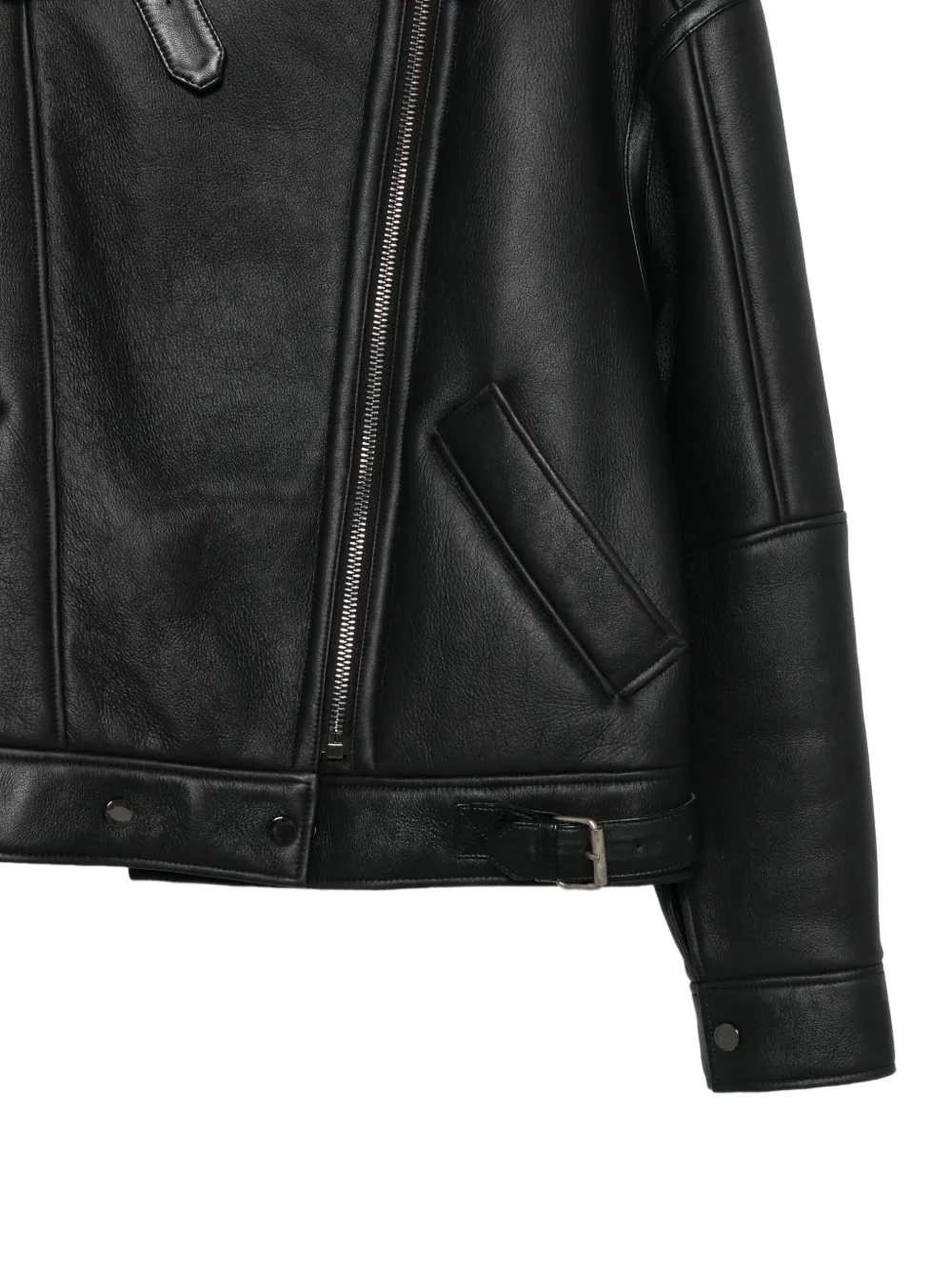 Manokhi Shearling-collared Leather Jacket In Black