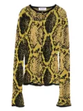 The Attico snakeskin-intarsia cardigan - Yellow