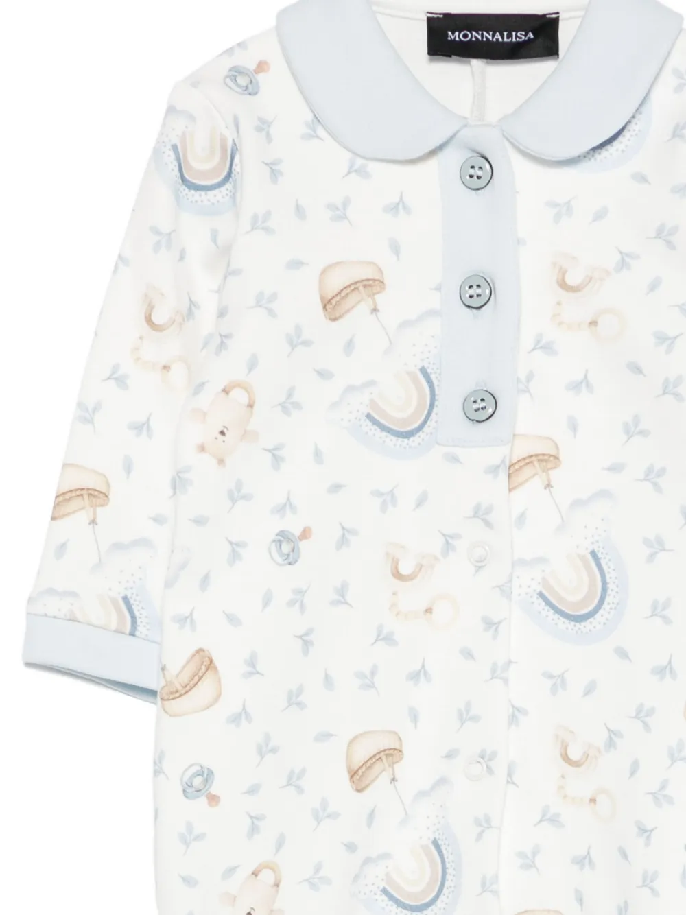 Monnalisa Peter Pan collar printed pajamas Wit