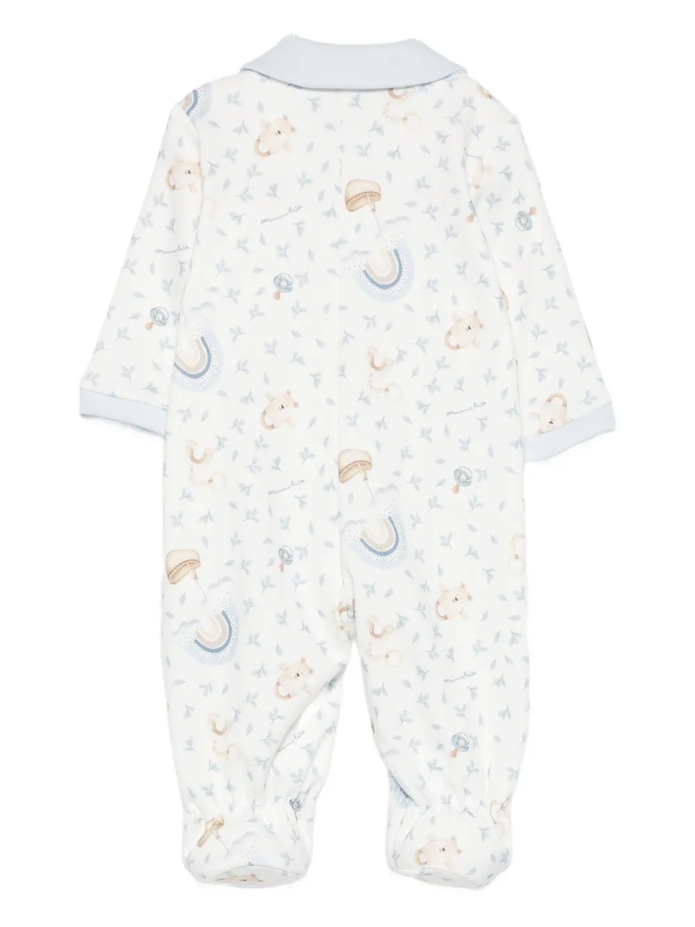 Monnalisa Peter Pan collar printed pajamas Wit