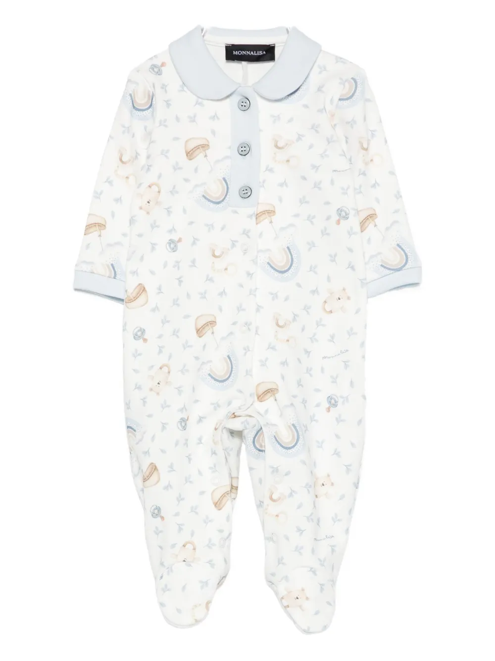 Monnalisa Peter Pan collar printed pajamas Wit