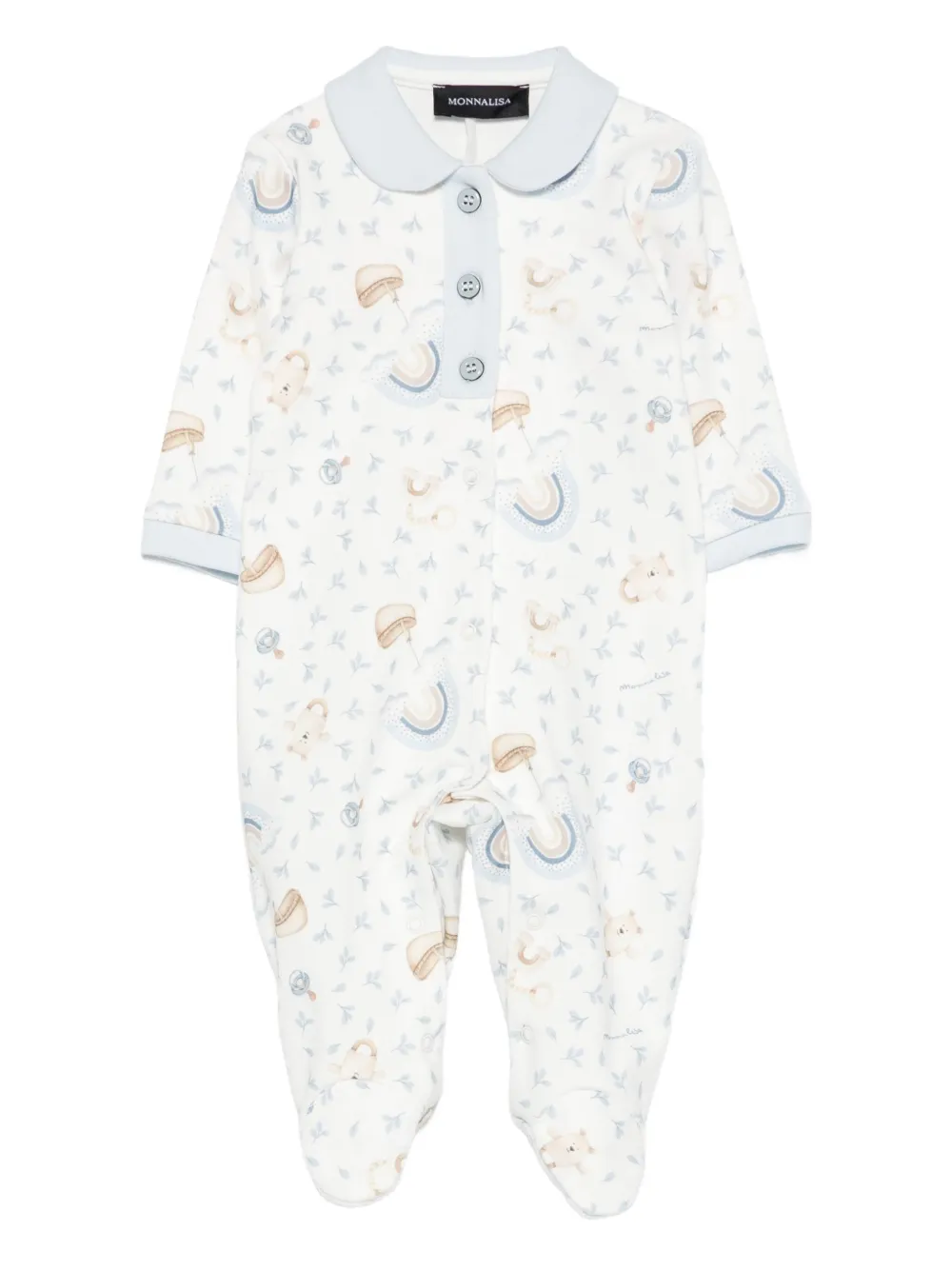 Monnalisa Pyjama met Peter Pan-kraag en print Wit