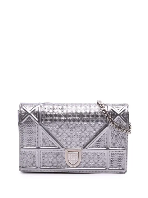 Christian Dior Pre-Owned 2017 Metallic Patent Microcannage Diorama Wallet on Chain crossbody bag