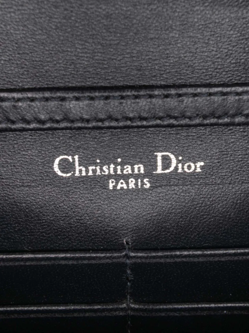 Pre-owned Dior 2017 Metallic Patent Microcannage Ama Wallet On Chain Crossbody Bag In Silver
