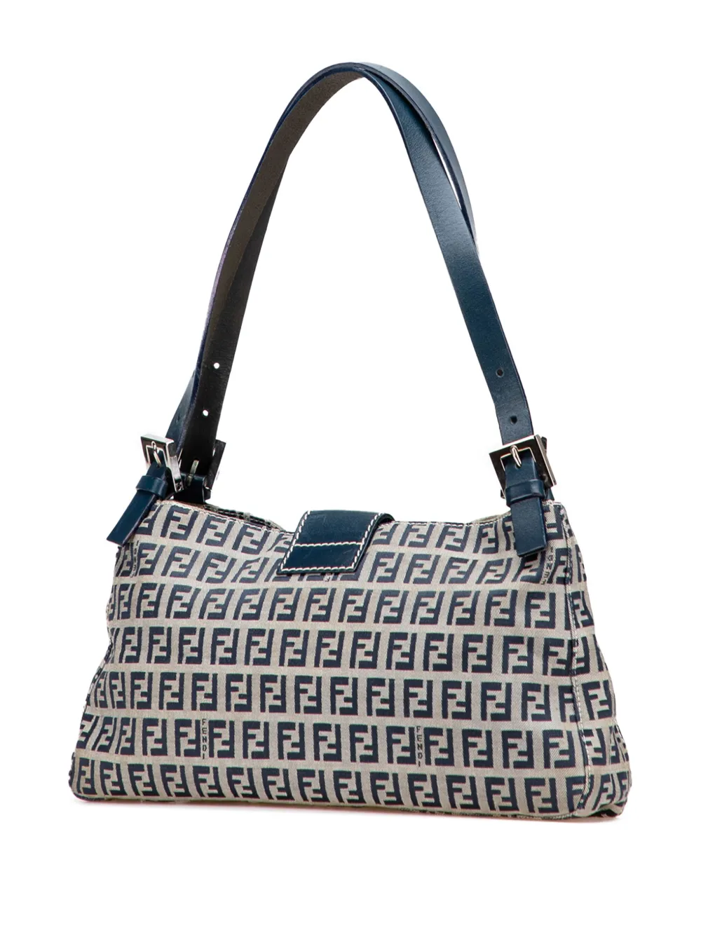 Pre-owned Fendi 20th Century Zucchino Canvas Shoulder Bag In Gray
