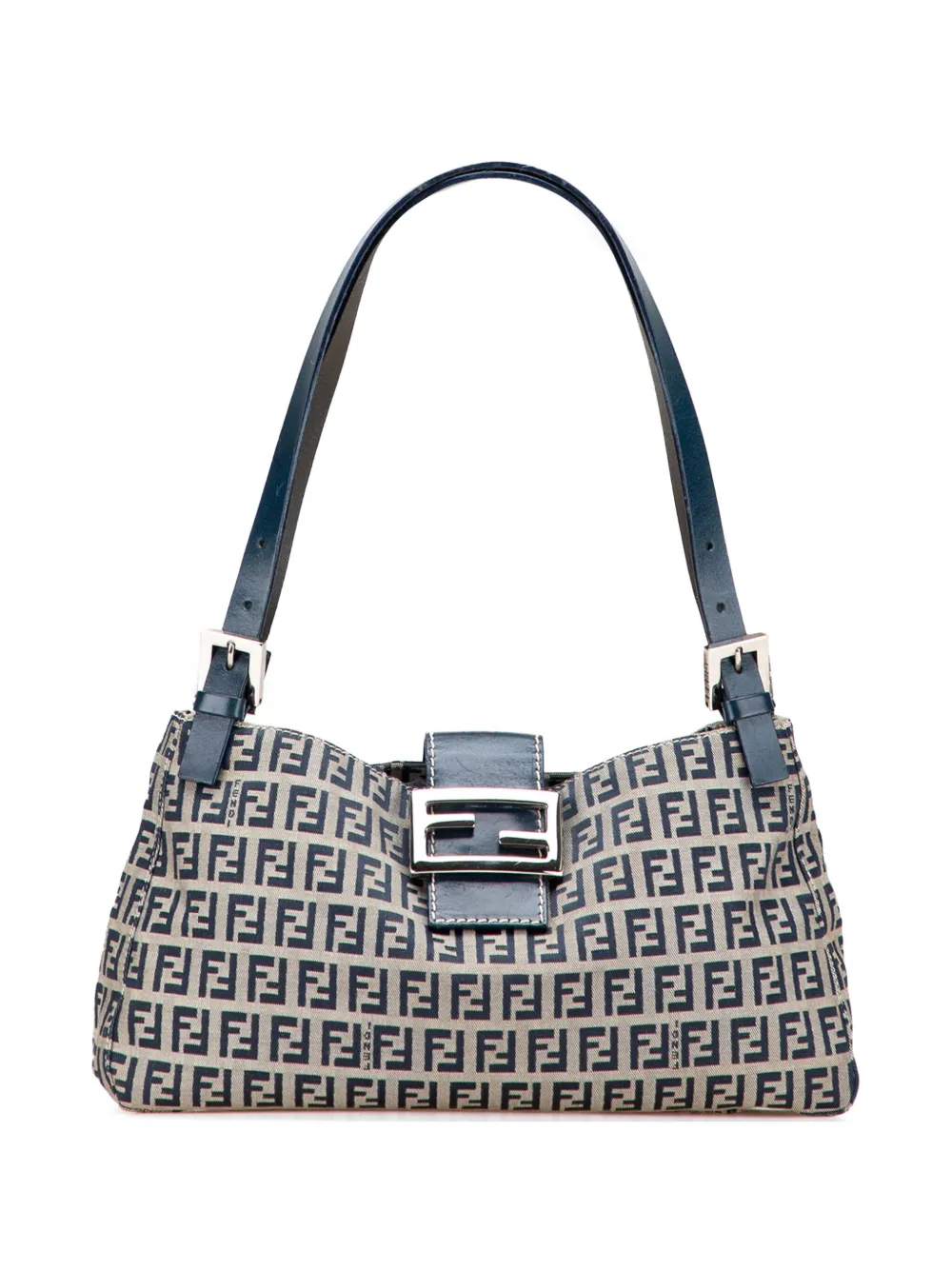 Pre-owned Fendi 20th Century Zucchino Canvas Shoulder Bag In Gray