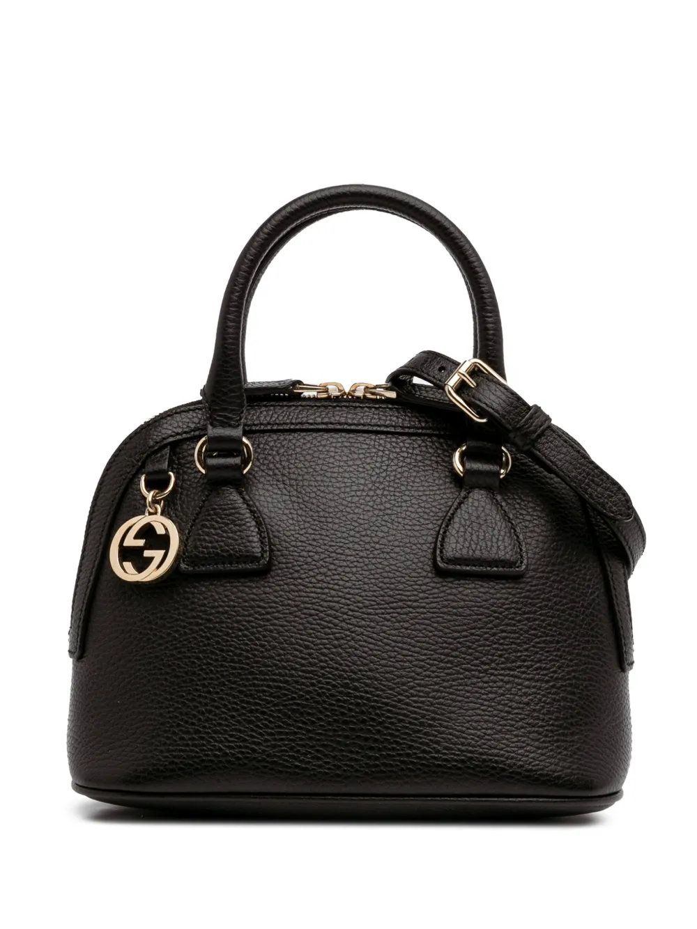 Gucci Pre-Owned 2016-2025 Mini Leather GG Charm Dome satchel - ブラック Gucci Pre-Owned 2016-2025 Mini Leather GG Charm Dome satchel - ブラック