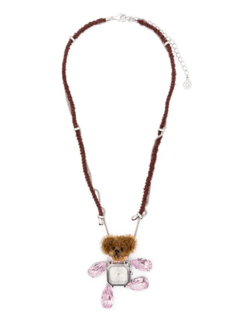 YVMIN teddy-bear crystal-embellishments necklace
