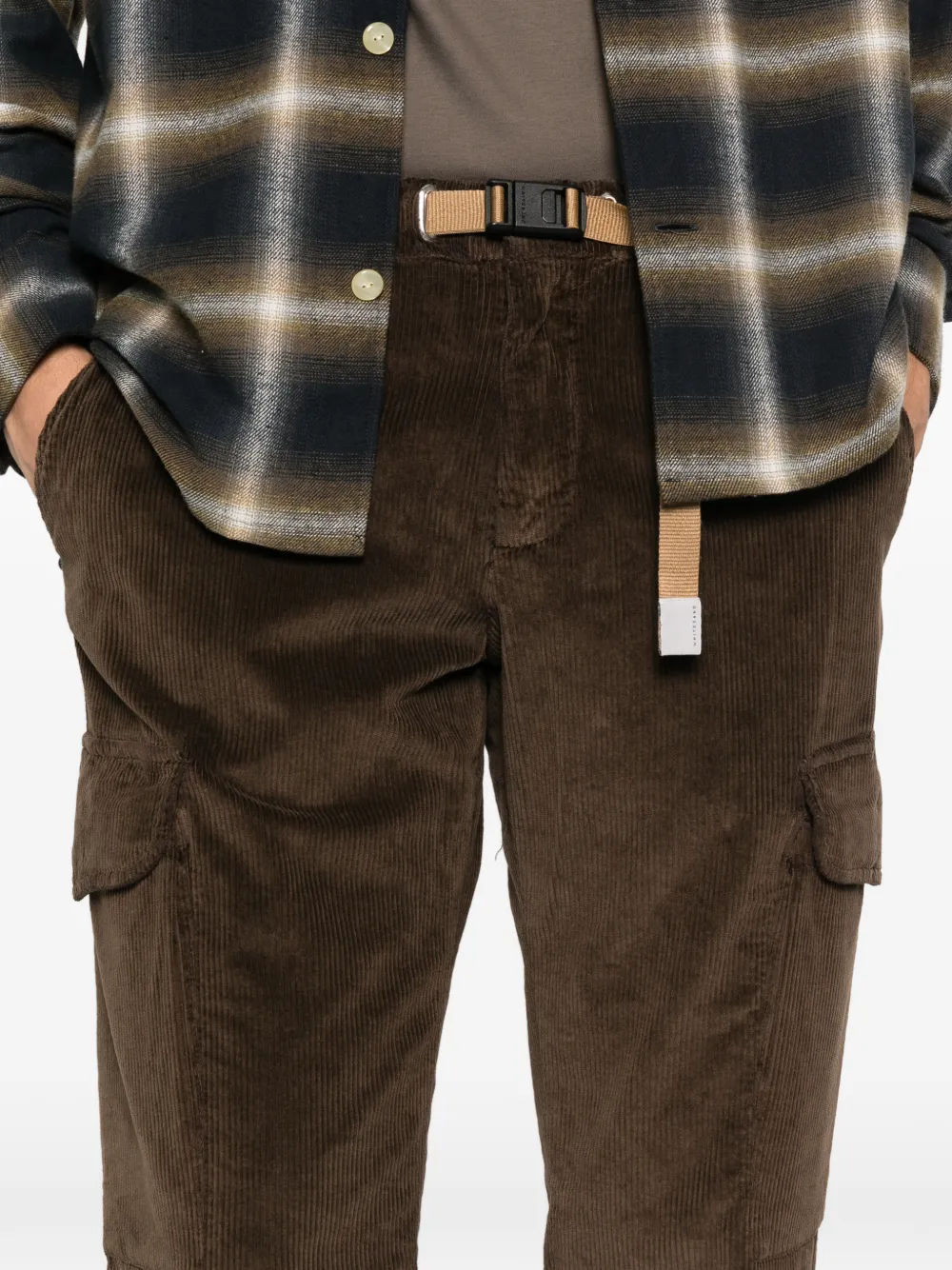 White Sand Belt Corduroy Trousers In Animal Print