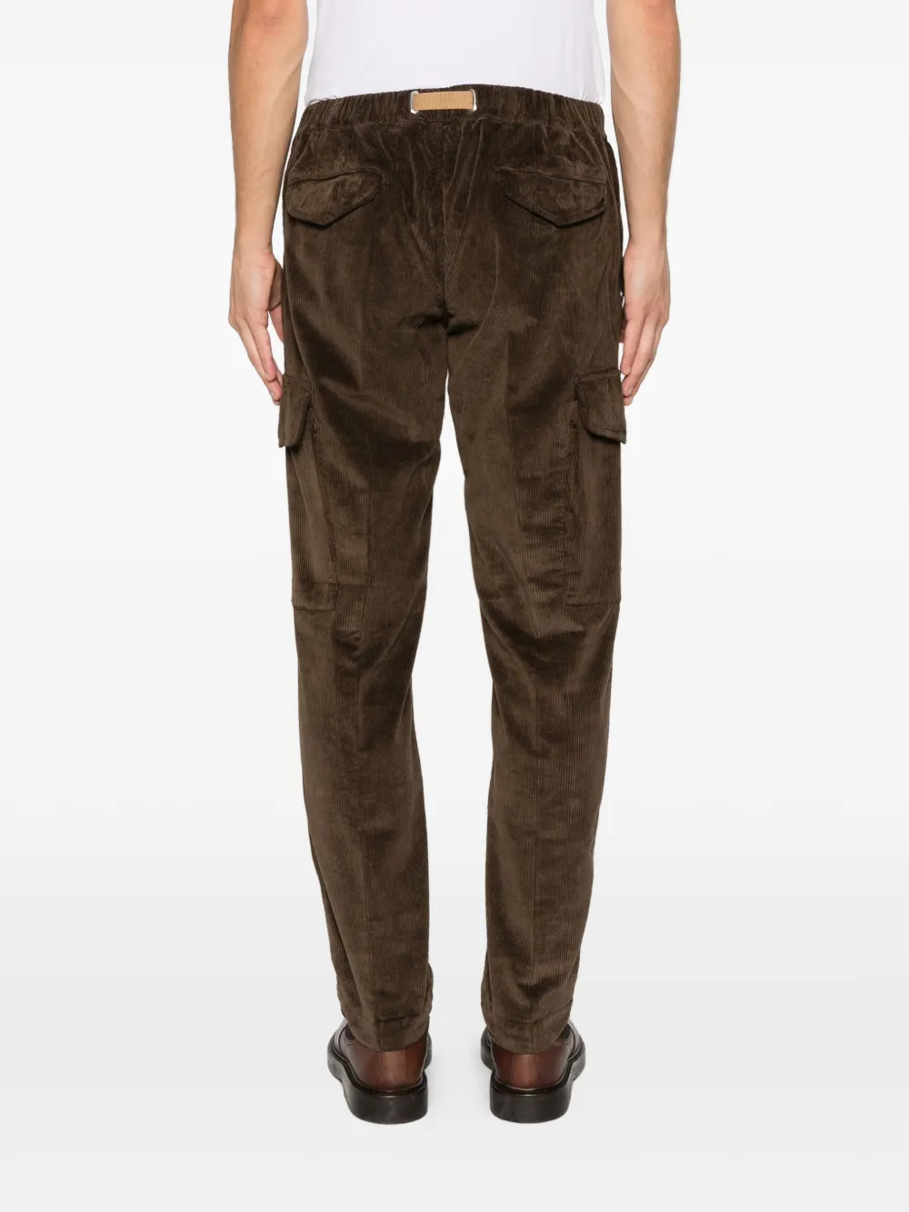 White Sand Belt Corduroy Trousers In Animal Print