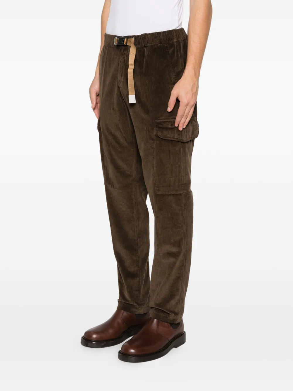 White Sand Belt Corduroy Trousers In Animal Print