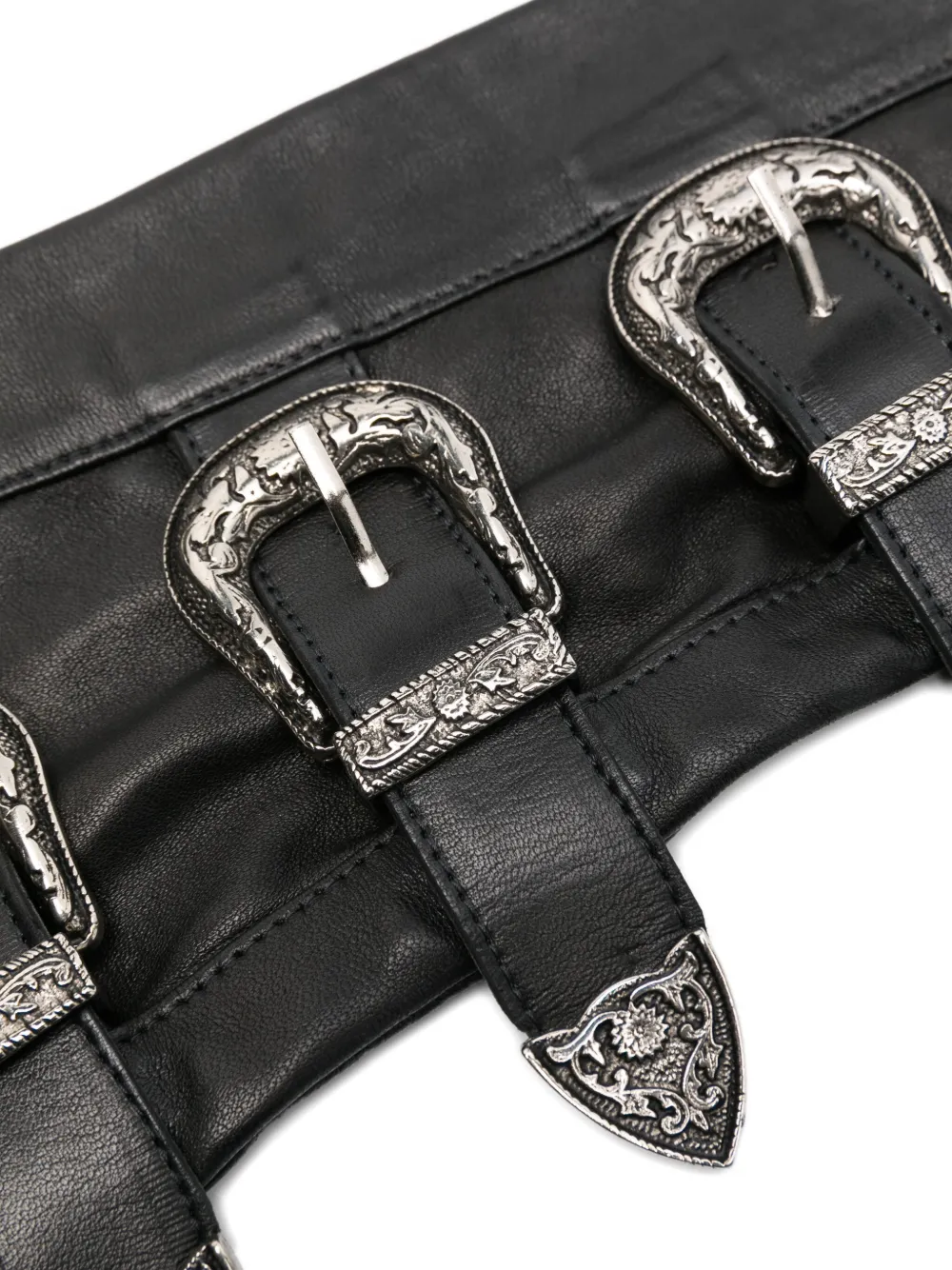 Manokhi Buckle-embellished Leather Gloves In Black