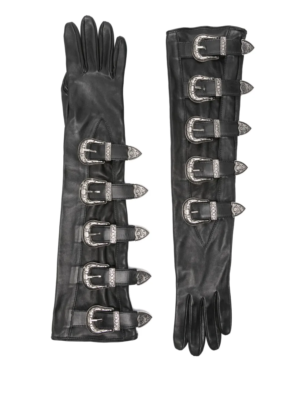 Manokhi Buckle-embellished Leather Gloves In Black