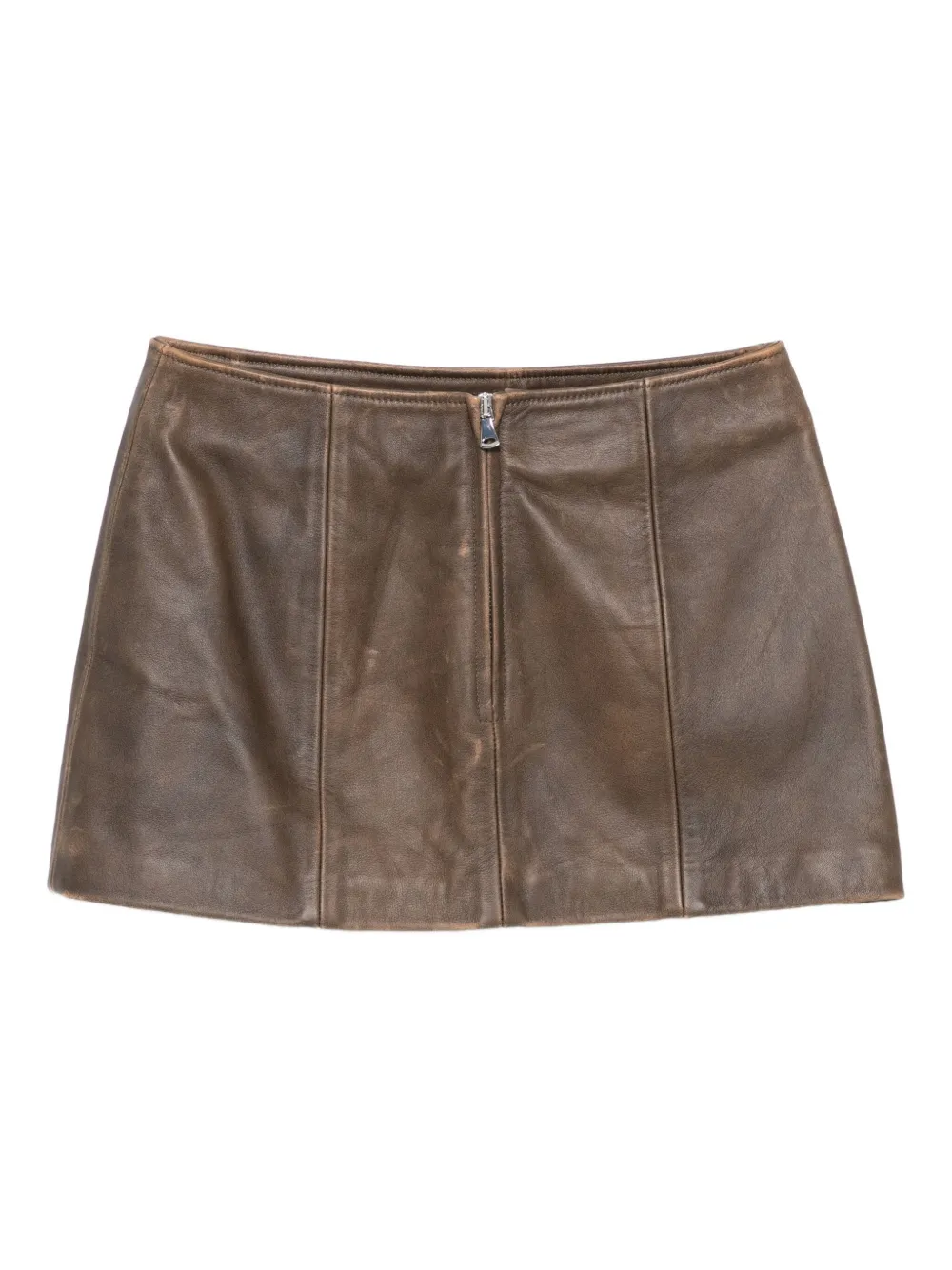Manokhi Deline leren mini-rok met zijsplit - Bruin