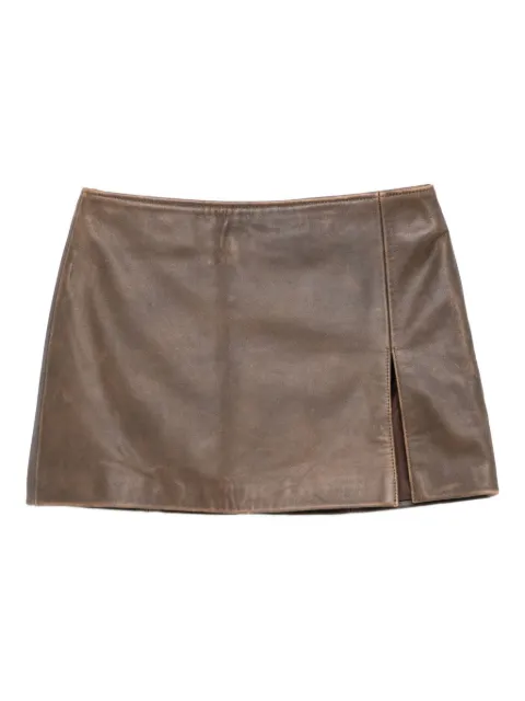Manokhi Deline leather side-split mini skirt