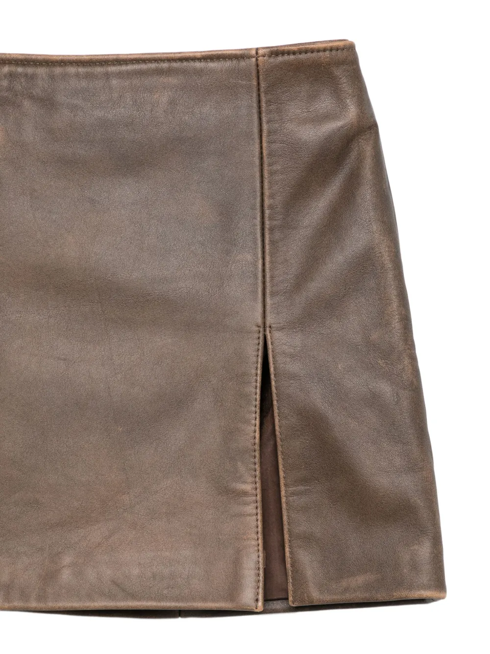 Manokhi Deline leren mini-rok met zijsplit Bruin