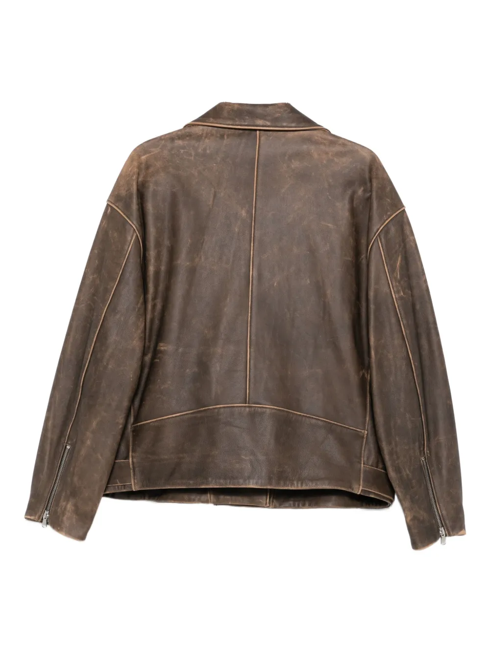 Manokhi Kaisa Belted-leather Biker Jacket In Brown