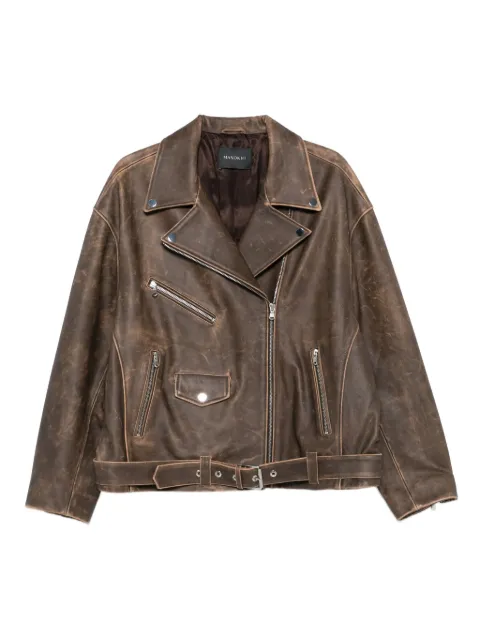 Manokhi Kaisa belted-leather biker jacket