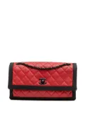 CHANEL Pre-Owned 2015-2016 Medium Quilted Lambskin Grosgrain Two Tone Flap shoulder bag - Black