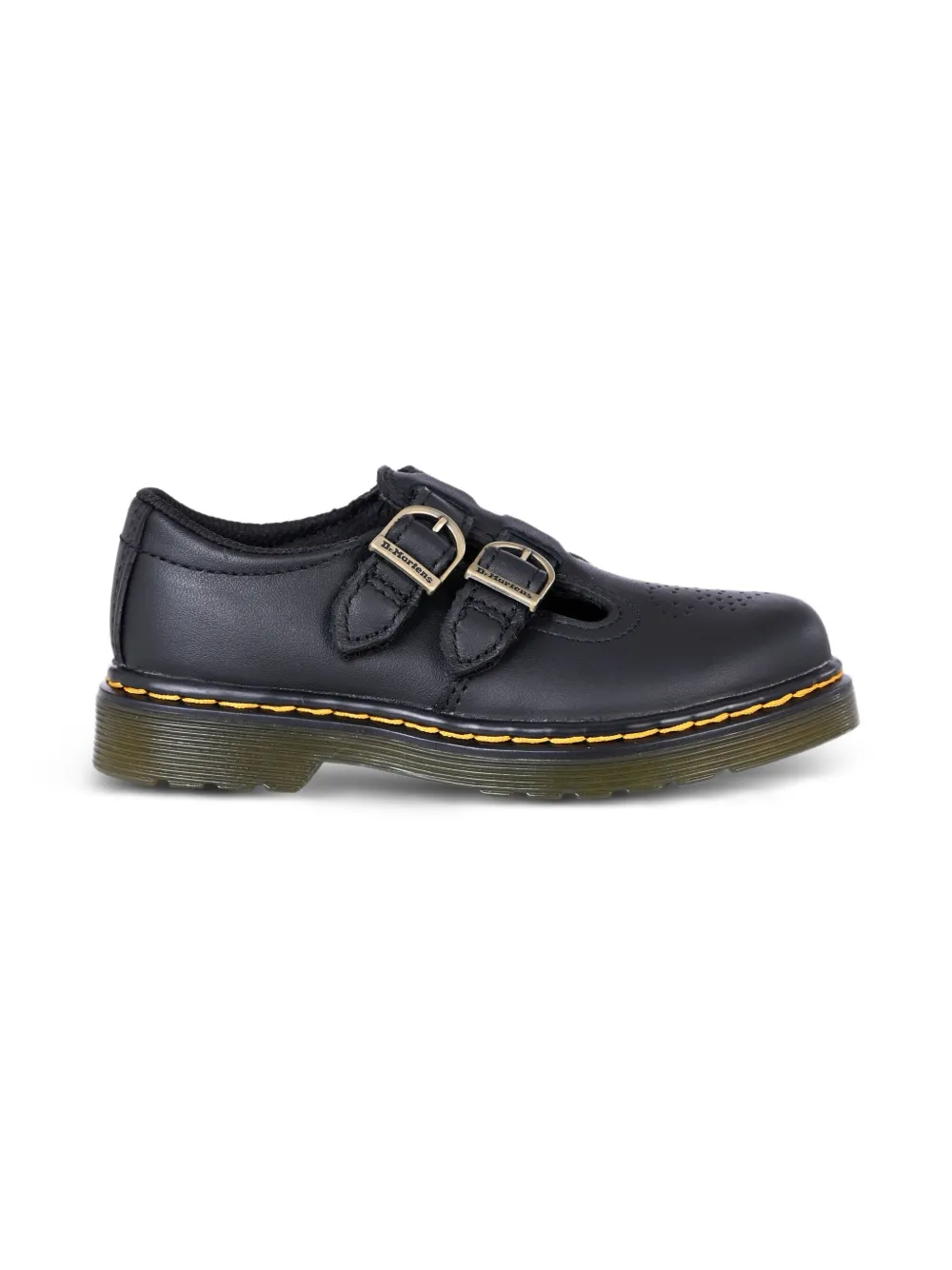 Dr. Martens Kids 8065 leren mocassins met gespbandje - Zwart
