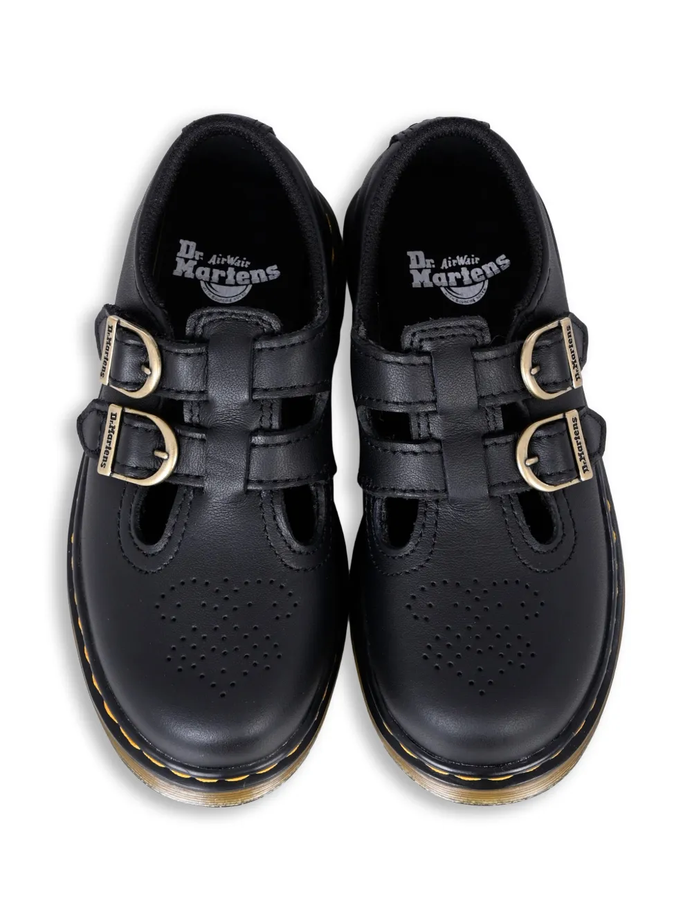 Dr. Martens Kids 8065 leren mocassins met gespbandje Zwart