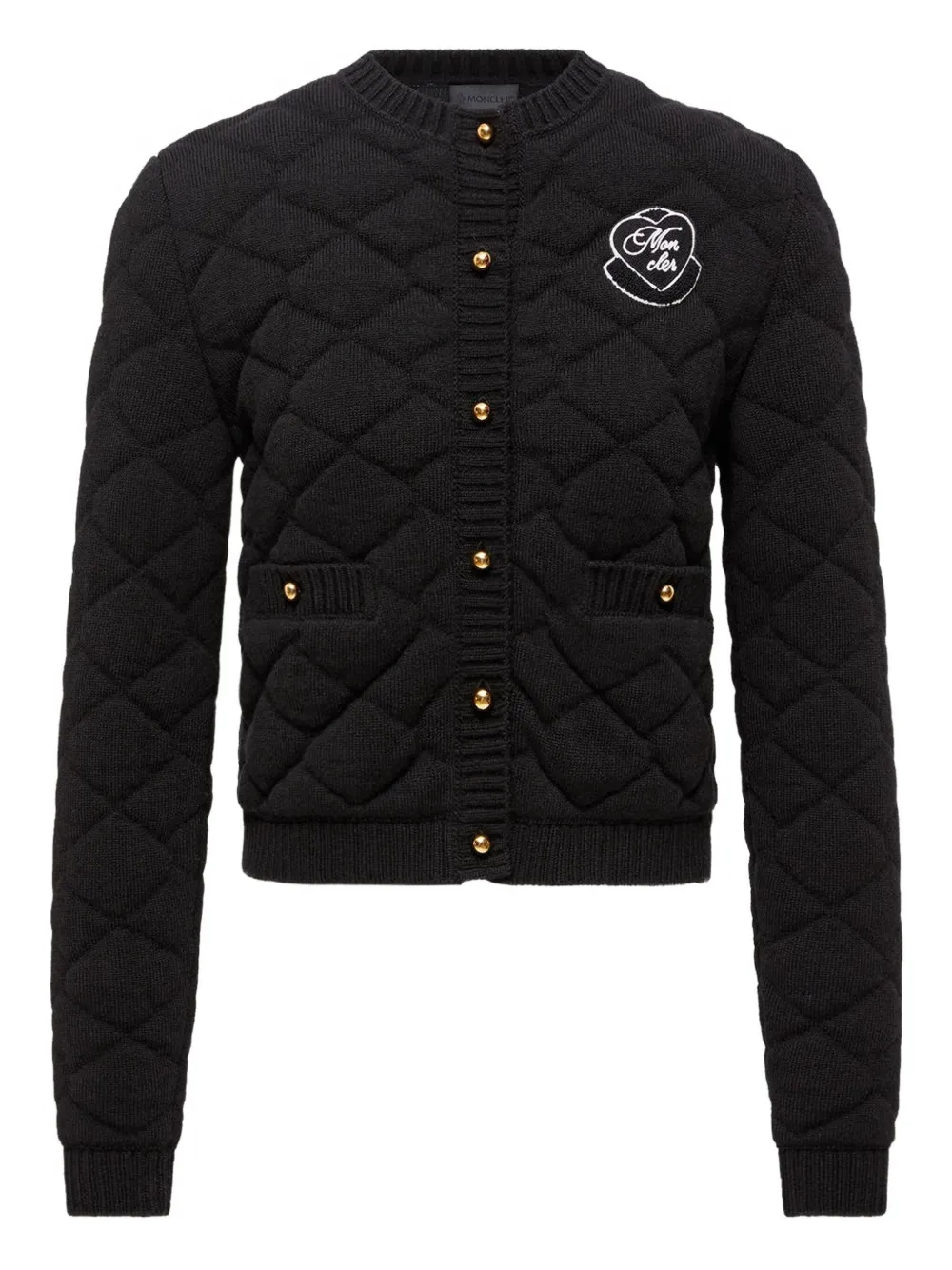 Moncler quilted heart-logo cardigan | Black | Image 1