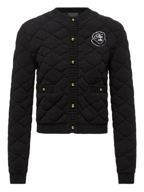 Moncler quilted heart-logo cardigan