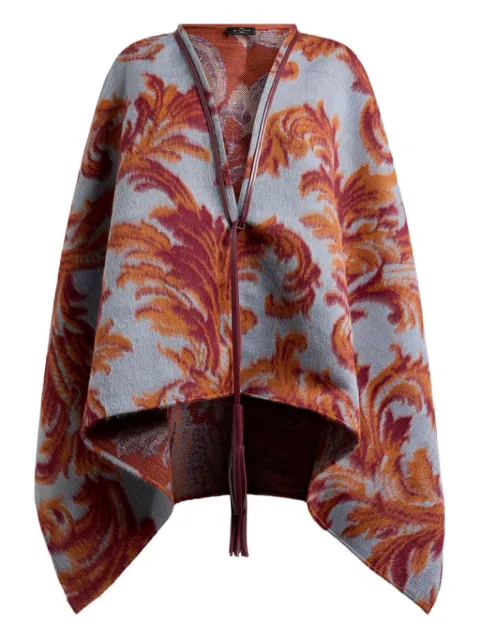 ETRO leaf-jacquard tassel cape