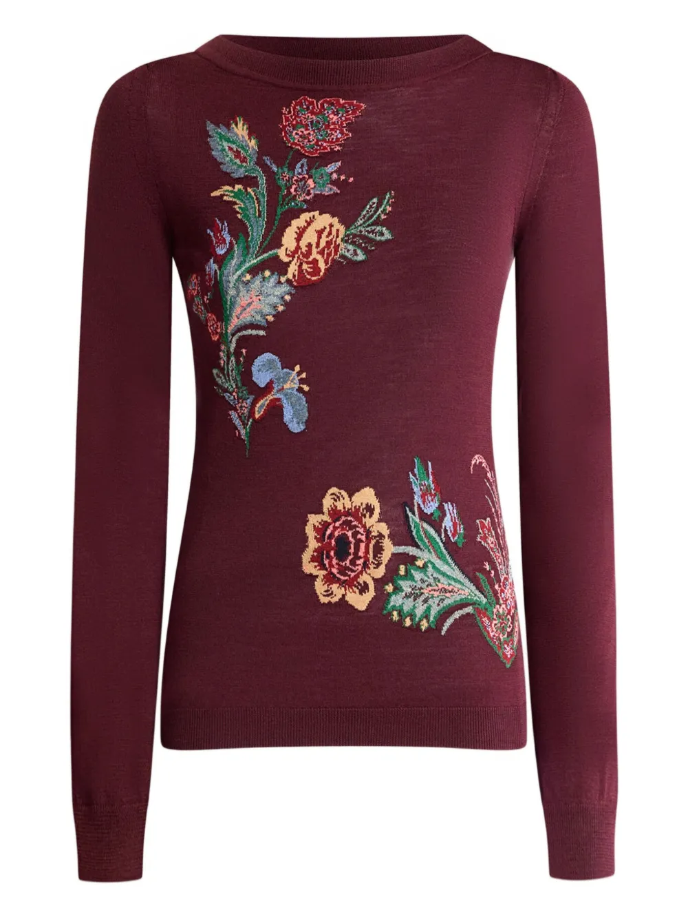 ETRO jacquard floral-embroidered sweater Rood