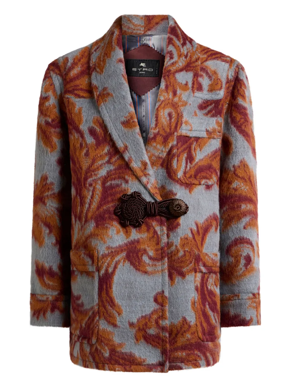 Etro Jacquard-pattern Toggle Coat In Multi