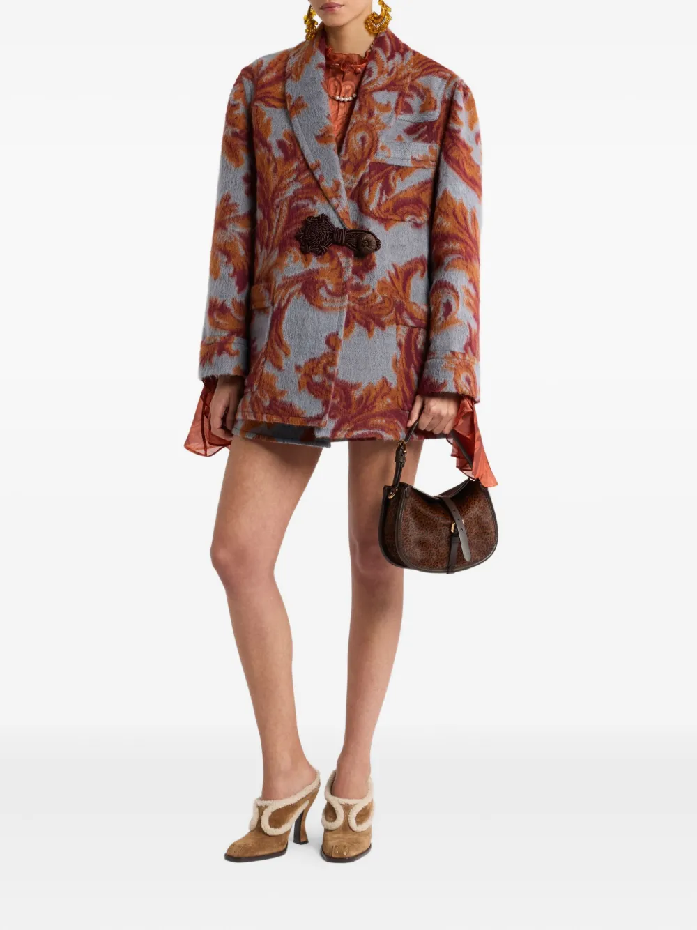 Etro Jacquard-pattern Toggle Coat In Multi