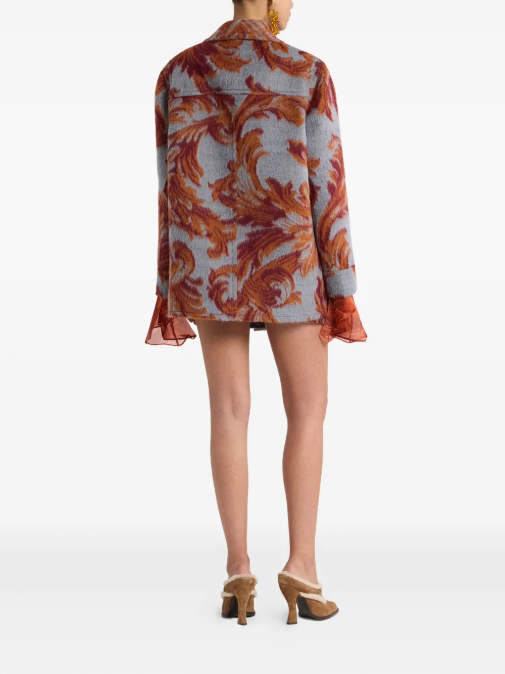 Etro Jacquard-pattern Toggle Coat In Multi