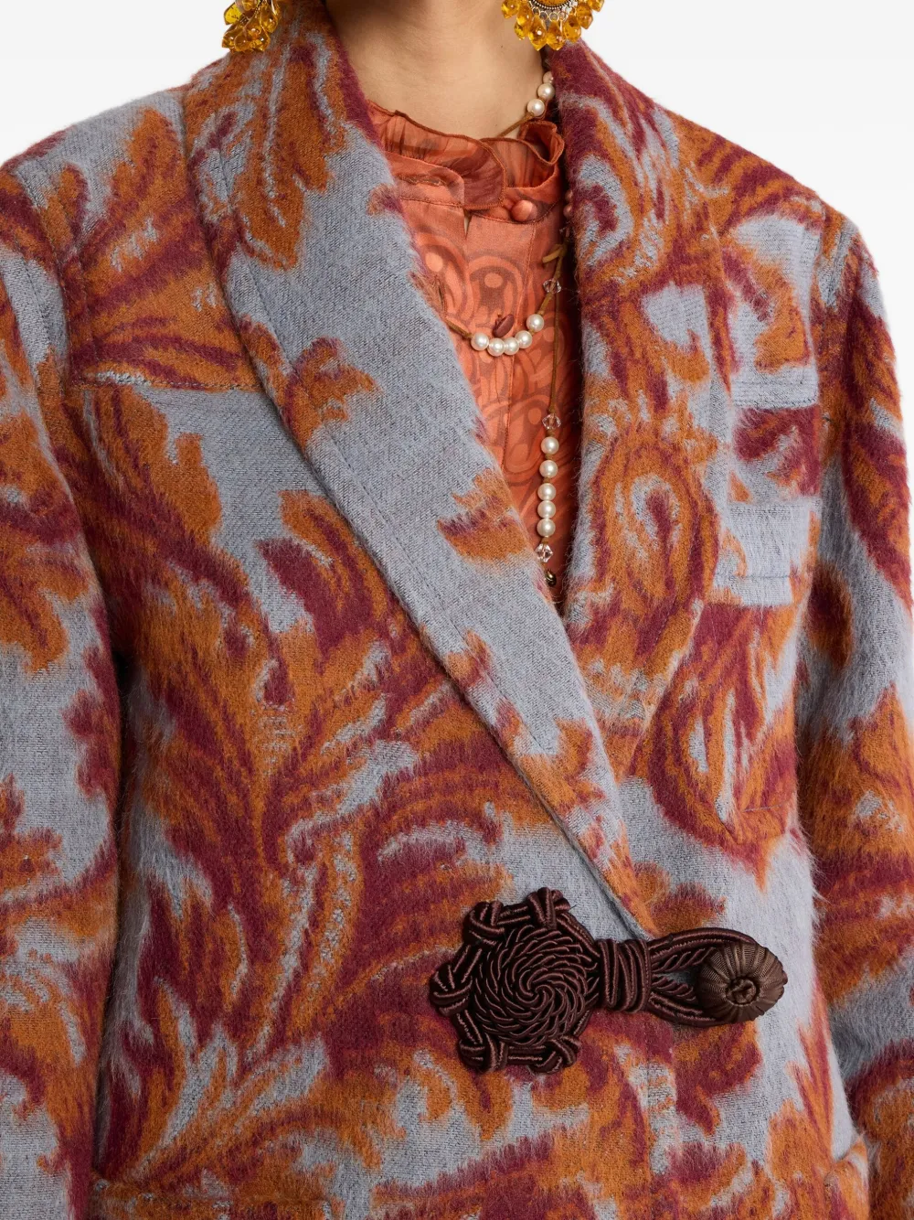 Etro Jacquard-pattern Toggle Coat In Multi